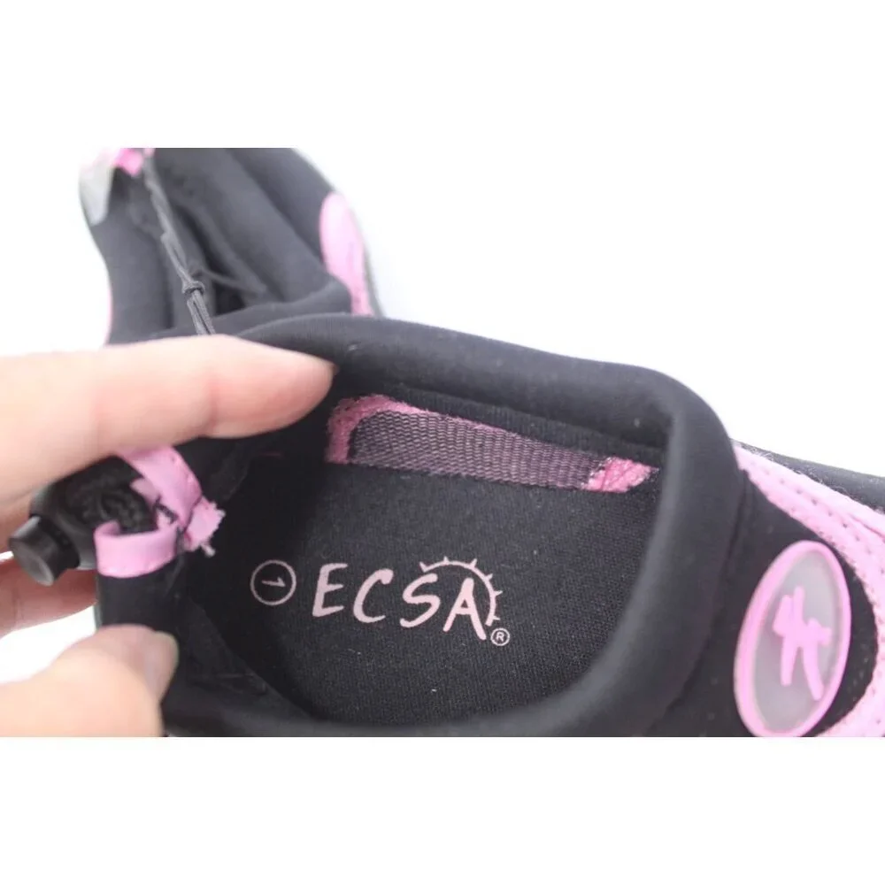 Ecsa Water Sports Shoes Girls Size 1 Pink Black Slip On Mesh Summer‎ Beach NWOB